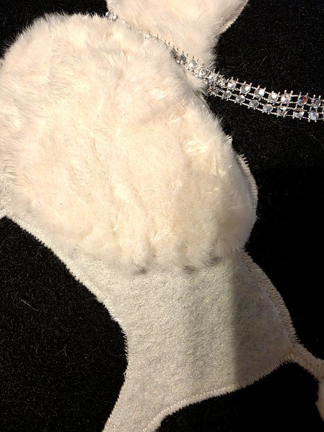 Detail of the fluffy white fabric on the poodle applique